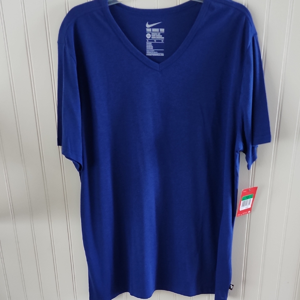 Nike Men's Deep Blue Dri Fit V-Neck Tee.